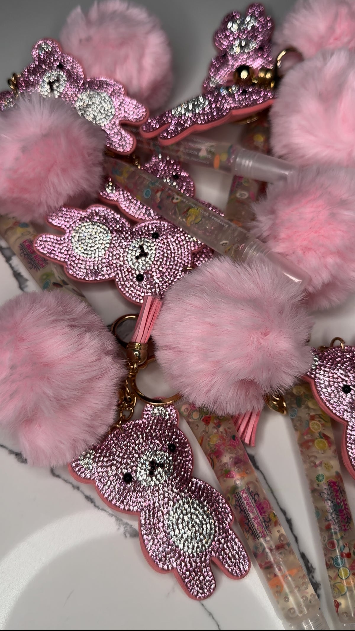 Lust plush lip gloss with key chain