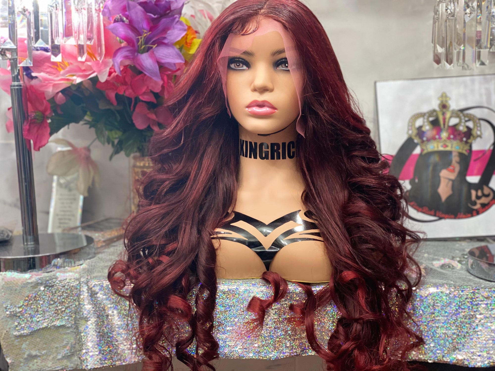 Custom Colored Burgundy Malaysian Lace Front Unit 28”